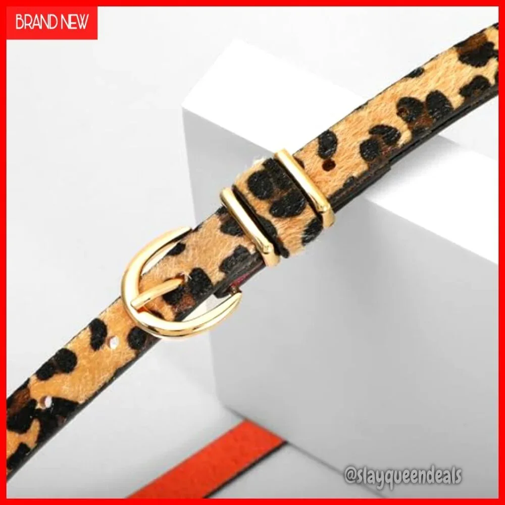 Skinny Faux Leather Belt Gold Buckle 0.7